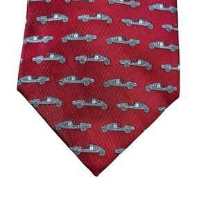Josh Bach Red Men’s Tie Gray Cars Pure Silk